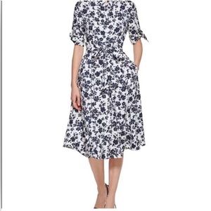 Calvin Klein Floral-Print Midi Shirts-dress [Blue/White, Size 4P]